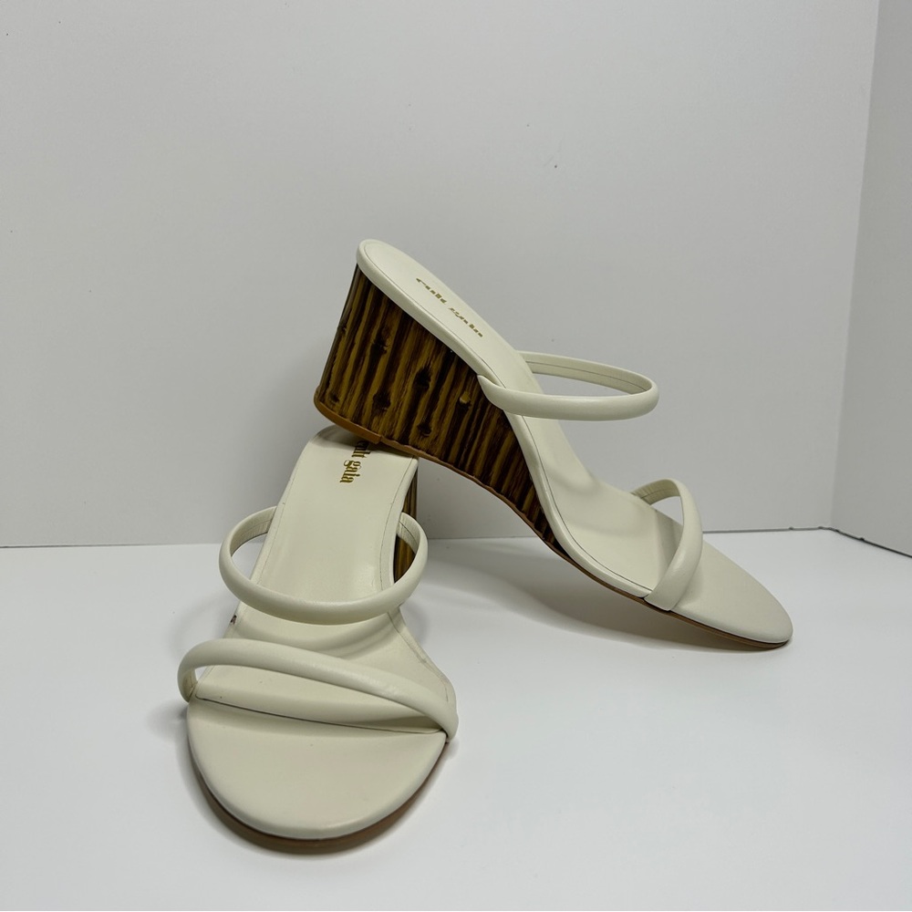 Cult Gaia Eva Leather Wedge Slide Sandals white sz 40 New